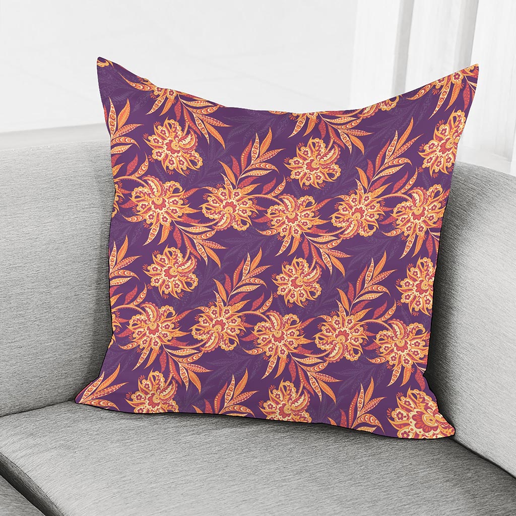 Tangerine Floral Bohemian Pattern Print Pillow Cover