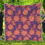 Tangerine Floral Bohemian Pattern Print Quilt