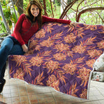 Tangerine Floral Bohemian Pattern Print Quilt