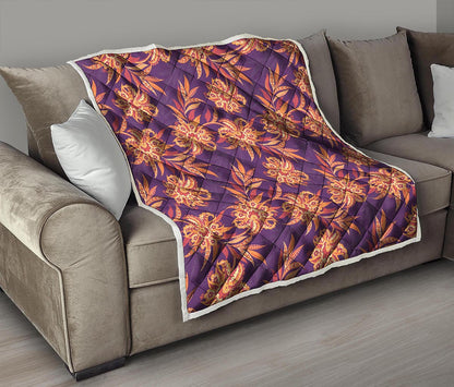 Tangerine Floral Bohemian Pattern Print Quilt