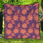 Tangerine Floral Bohemian Pattern Print Quilt