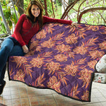 Tangerine Floral Bohemian Pattern Print Quilt