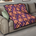 Tangerine Floral Bohemian Pattern Print Quilt
