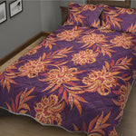 Tangerine Floral Bohemian Pattern Print Quilt Bed Set