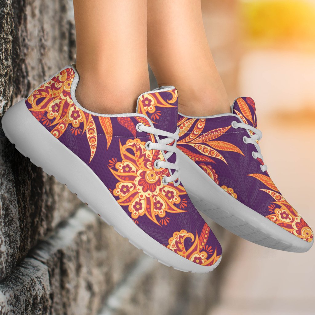 Tangerine Floral Bohemian Pattern Print Sport Shoes GearFrost