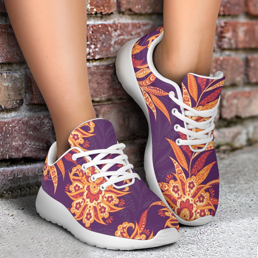 Tangerine Floral Bohemian Pattern Print Sport Shoes GearFrost