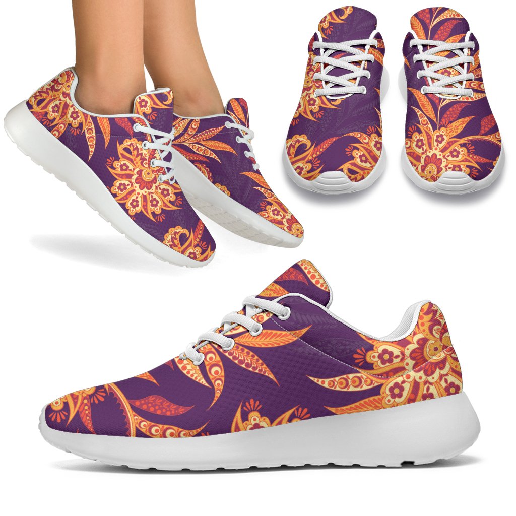 Tangerine Floral Bohemian Pattern Print Sport Shoes GearFrost