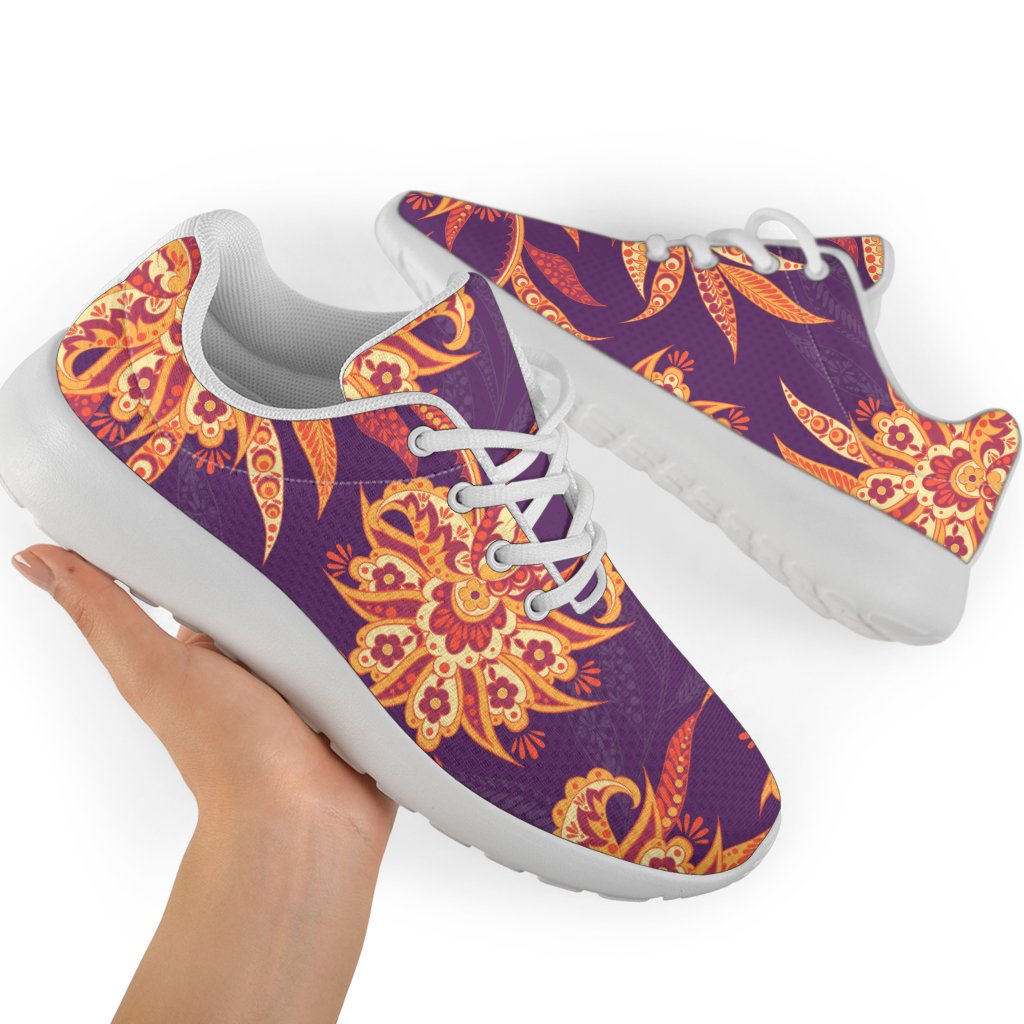 Tangerine Floral Bohemian Pattern Print Sport Shoes GearFrost