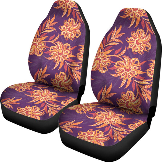 Tangerine Floral Bohemian Pattern Print Universal Fit Car Seat Covers