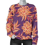 Tangerine Floral Bohemian Pattern Print Women's Crewneck Sweatshirt GearFrost