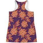 Tangerine Floral Bohemian Pattern Print Women's Racerback Tank Top