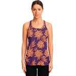 Tangerine Floral Bohemian Pattern Print Women's Racerback Tank Top