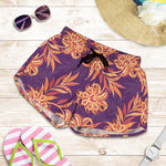 Tangerine Floral Bohemian Pattern Print Women's Shorts