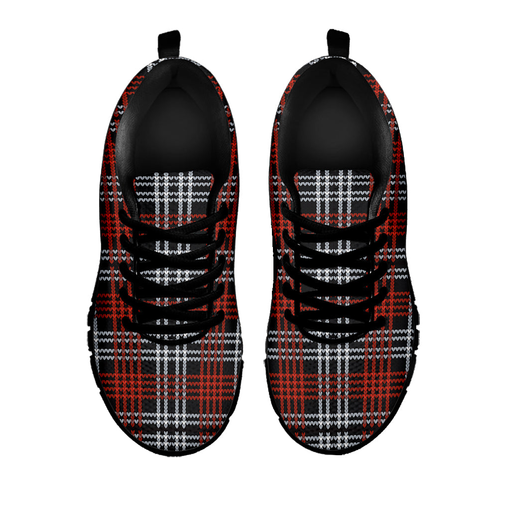 Tartan Knitted Pattern Print Black Sneakers