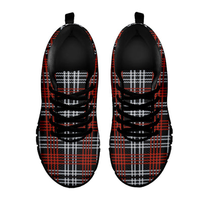 Tartan Knitted Pattern Print Black Sneakers