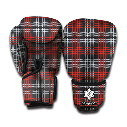 Tartan Knitted Pattern Print Boxing Gloves