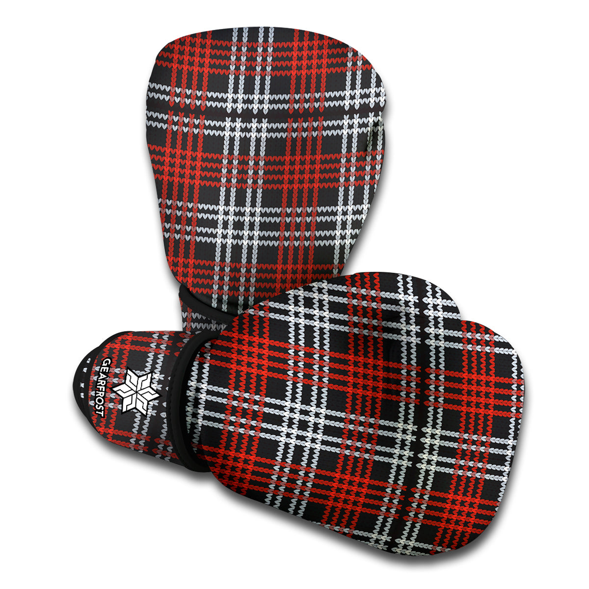 Tartan Knitted Pattern Print Boxing Gloves