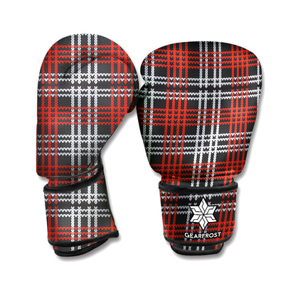 Tartan Knitted Pattern Print Boxing Gloves
