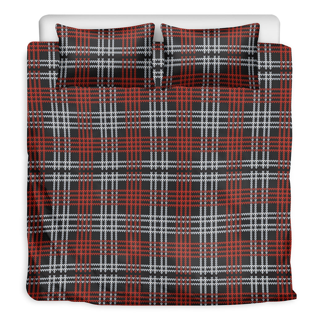 Tartan Knitted Pattern Print Duvet Cover Bedding Set