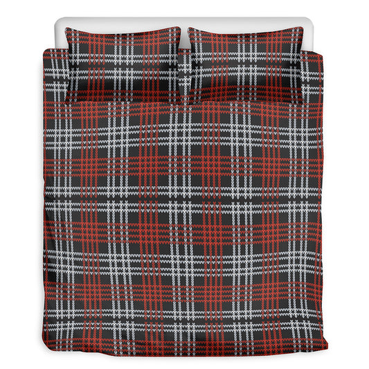 Tartan Knitted Pattern Print Duvet Cover Bedding Set