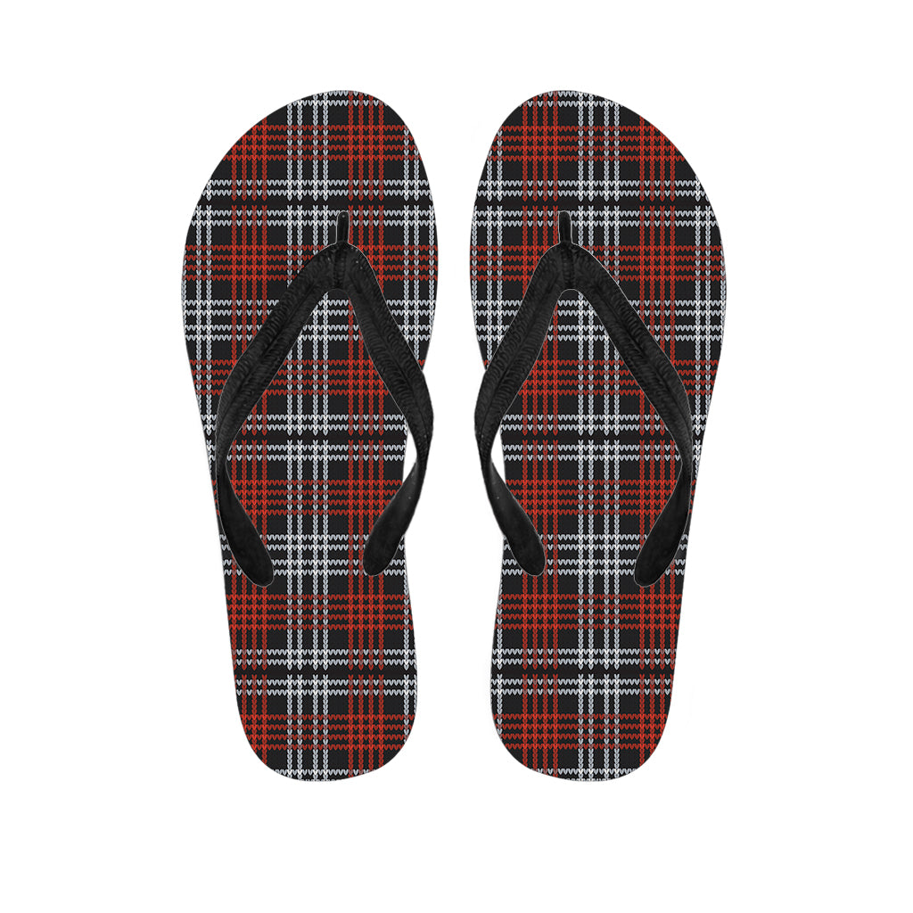 Tartan Knitted Pattern Print Flip Flops