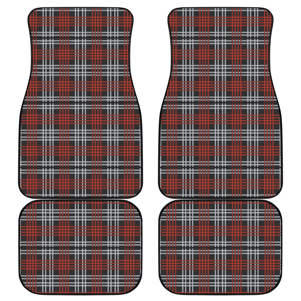 Tartan Knitted Pattern Print Front and Back Car Floor Mats