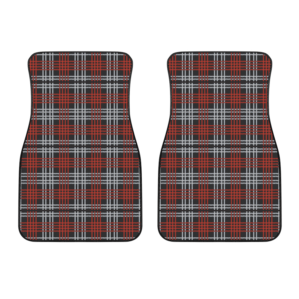 Tartan Knitted Pattern Print Front Car Floor Mats