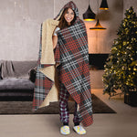 Tartan Knitted Pattern Print Hooded Blanket