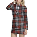 Tartan Knitted Pattern Print Hoodie Dress