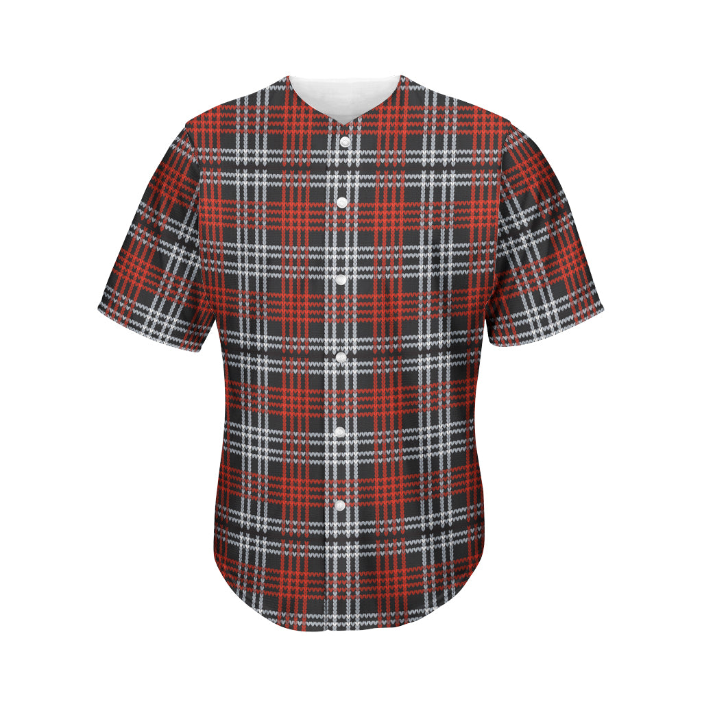 Tartan Knitted Pattern Print Men's Baseball Jersey