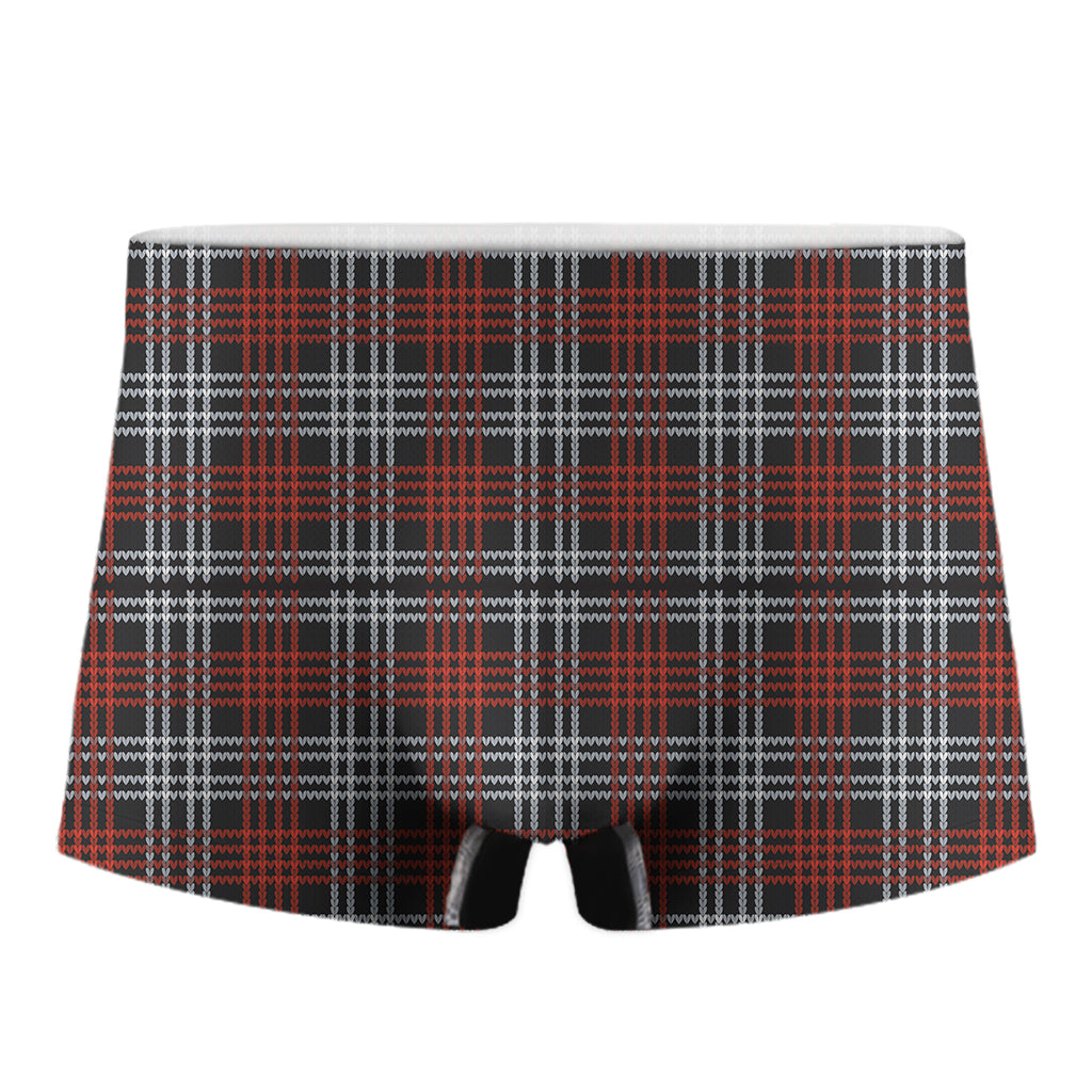 Tartan Knitted Pattern Print Men's Boxer Briefs