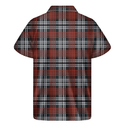 Tartan Knitted Pattern Print Men's Short Sleeve Shirt
