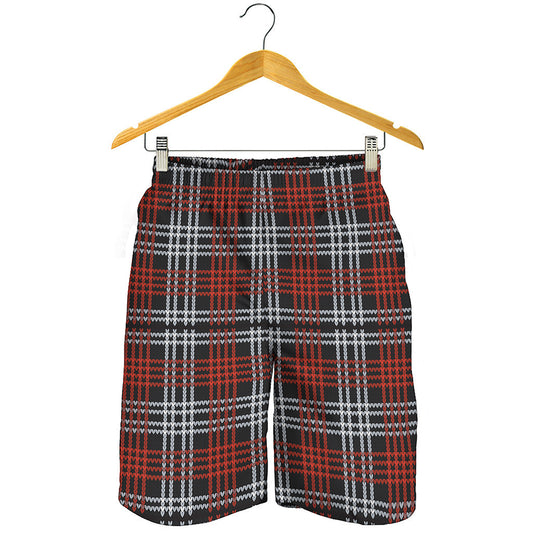 Tartan Knitted Pattern Print Men's Shorts