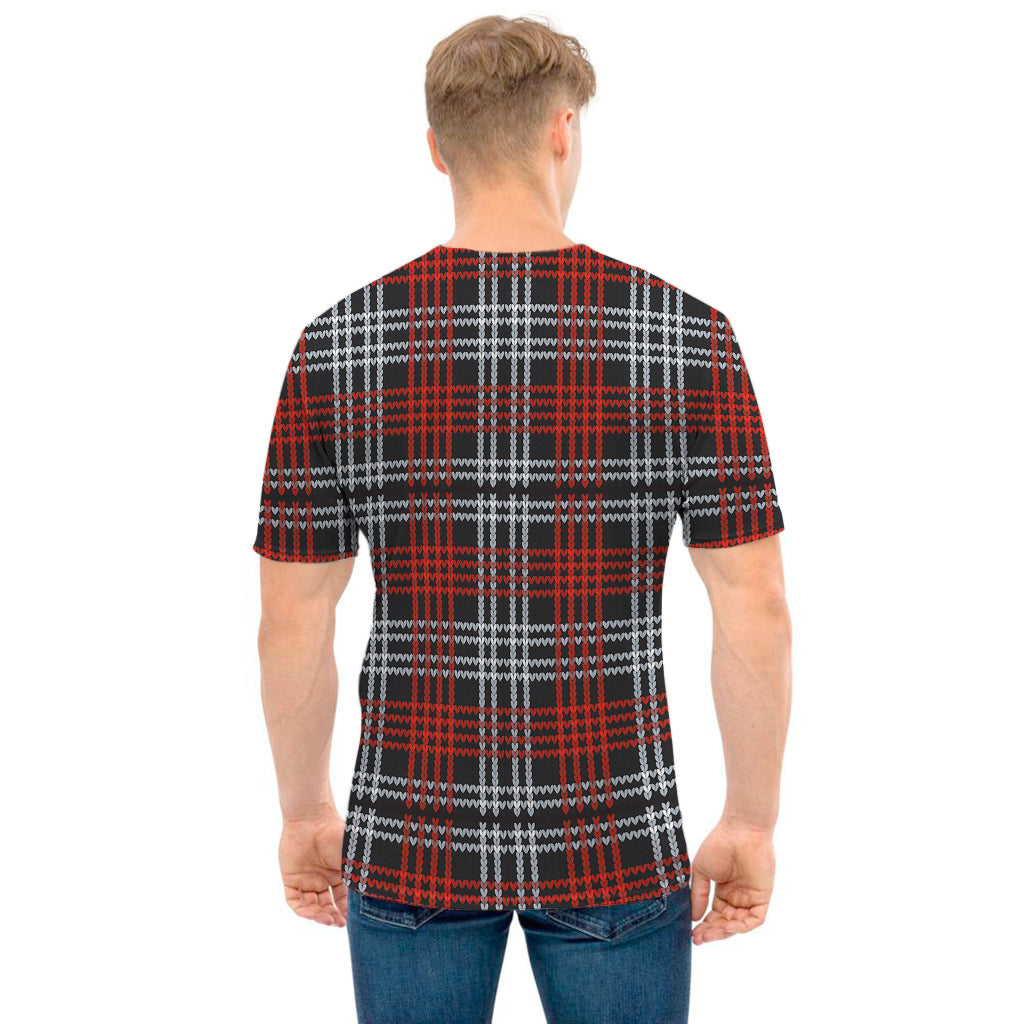Tartan Knitted Pattern Print Men's T-Shirt