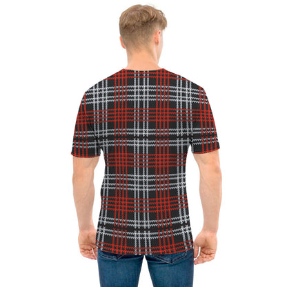 Tartan Knitted Pattern Print Men's T-Shirt