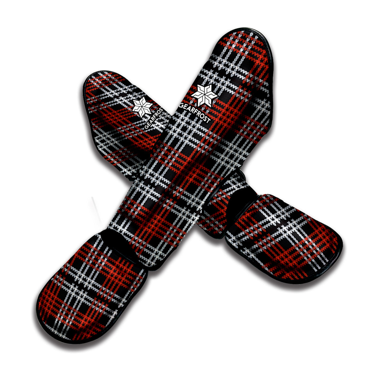 Tartan Knitted Pattern Print Muay Thai Shin Guard