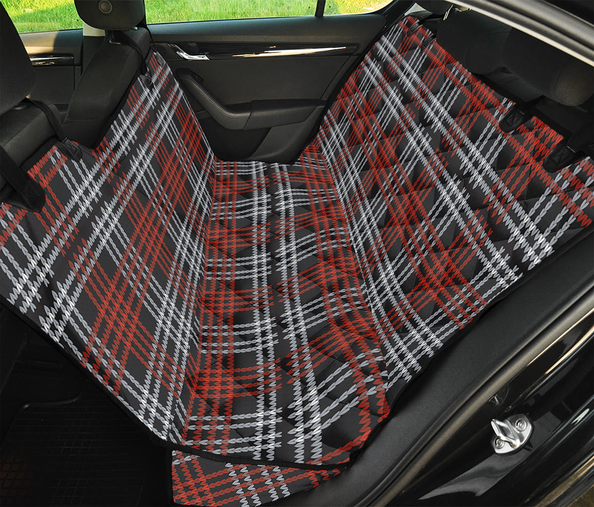 Tartan Knitted Pattern Print Pet Car Back Seat Cover