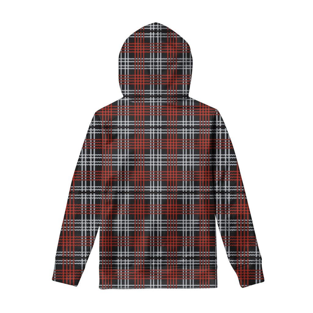 Tartan Knitted Pattern Print Pullover Hoodie