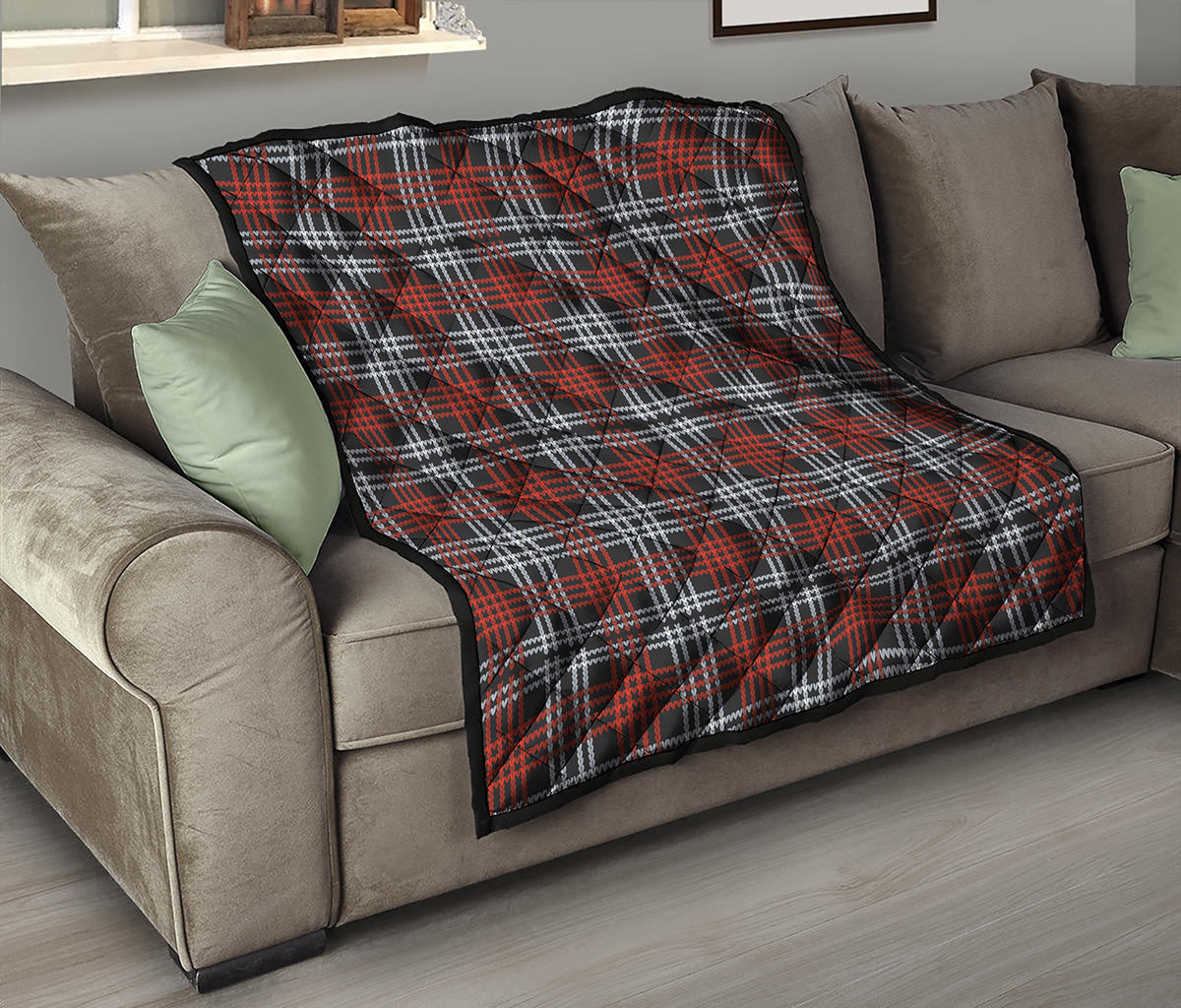 Tartan Knitted Pattern Print Quilt