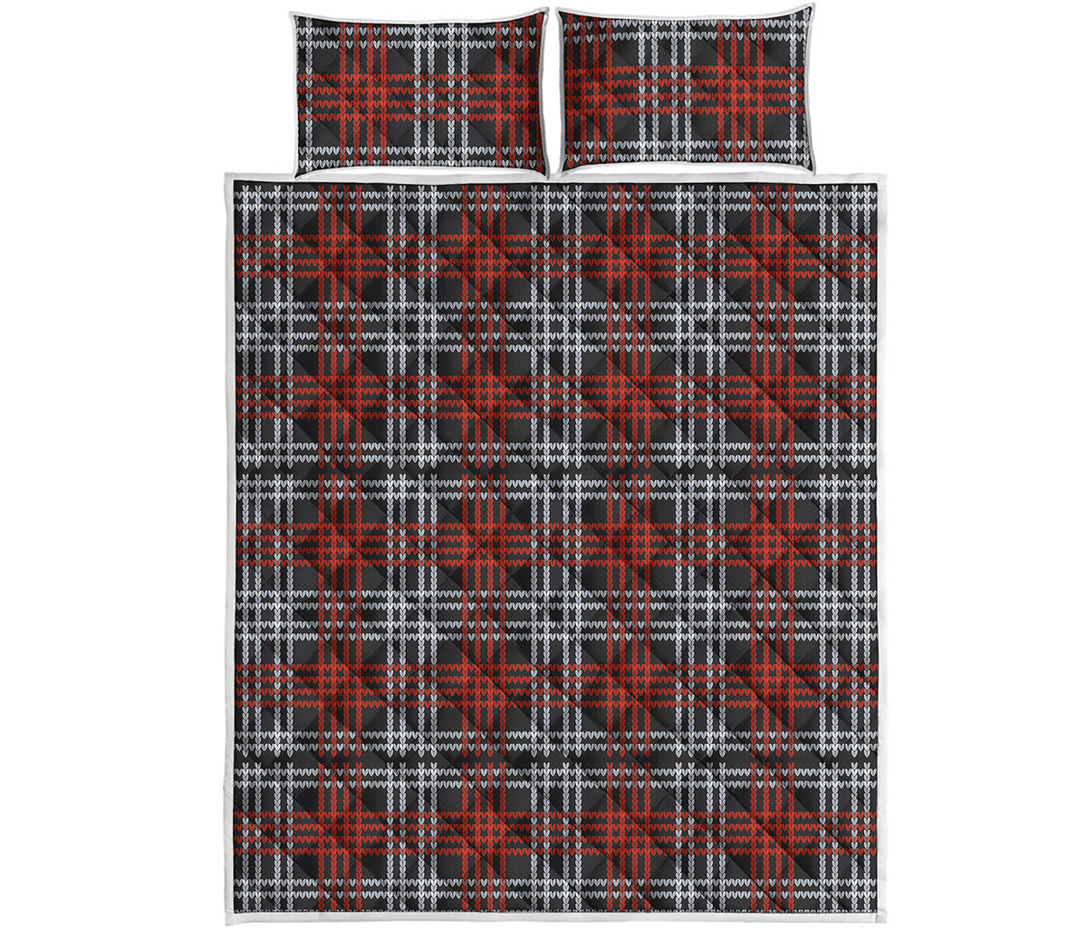 Tartan Knitted Pattern Print Quilt Bed Set