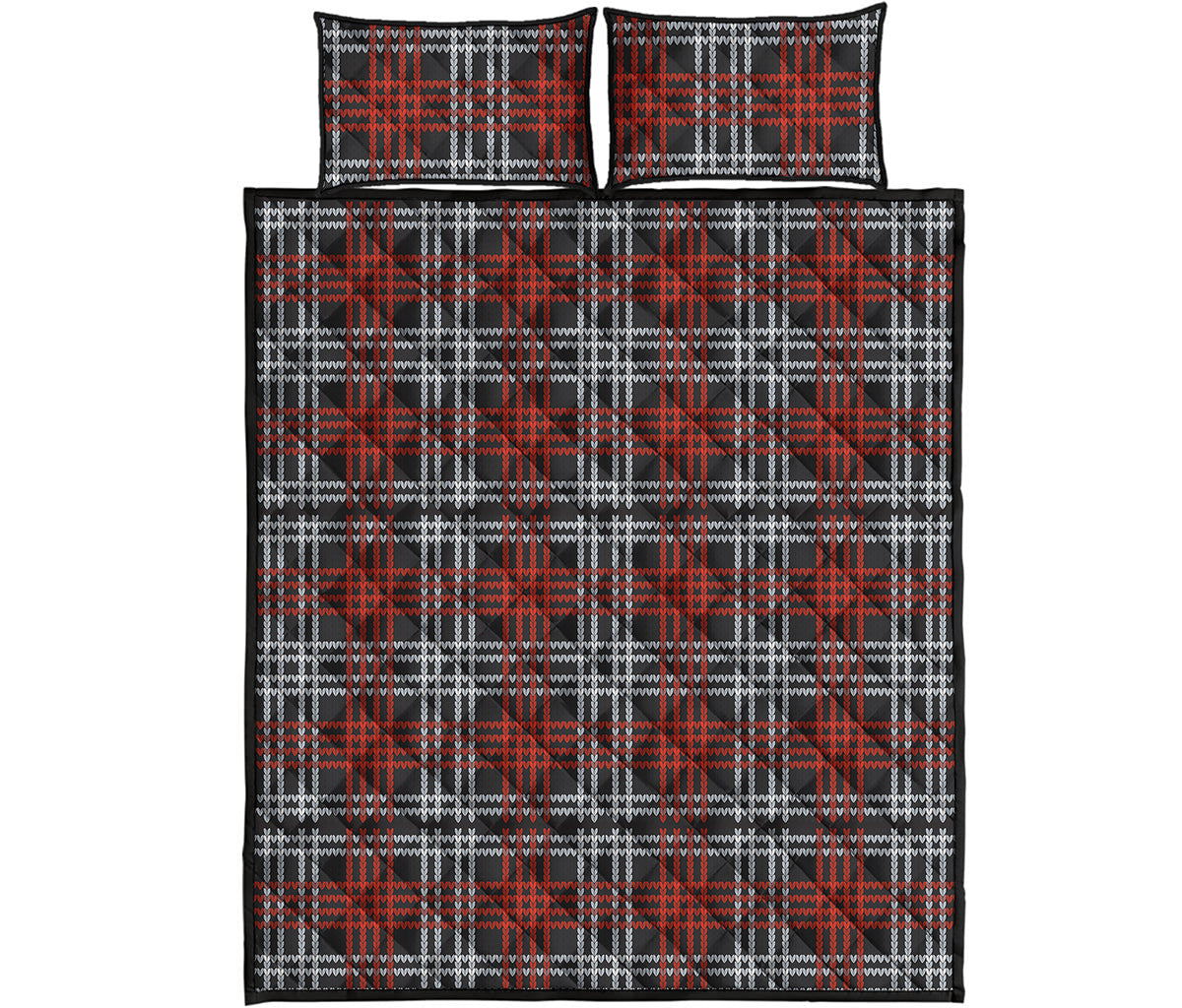 Tartan Knitted Pattern Print Quilt Bed Set
