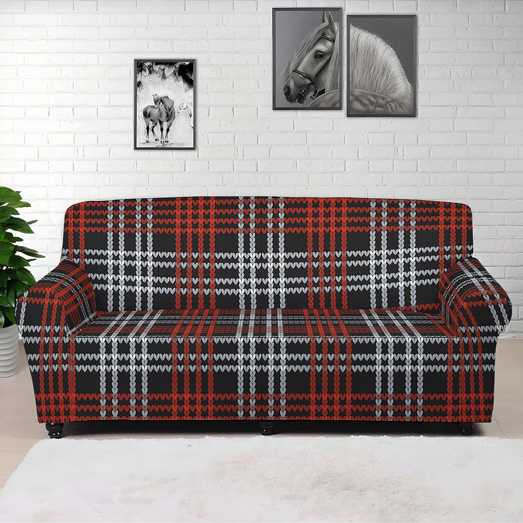Tartan Knitted Pattern Print Sofa Cover