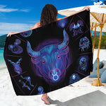 Taurus And Astrological Signs Print Beach Sarong Wrap