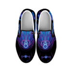 Taurus And Astrological Signs Print Black Slip On Shoes