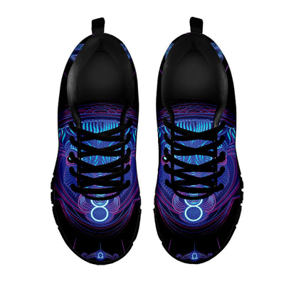 Taurus And Astrological Signs Print Black Sneakers