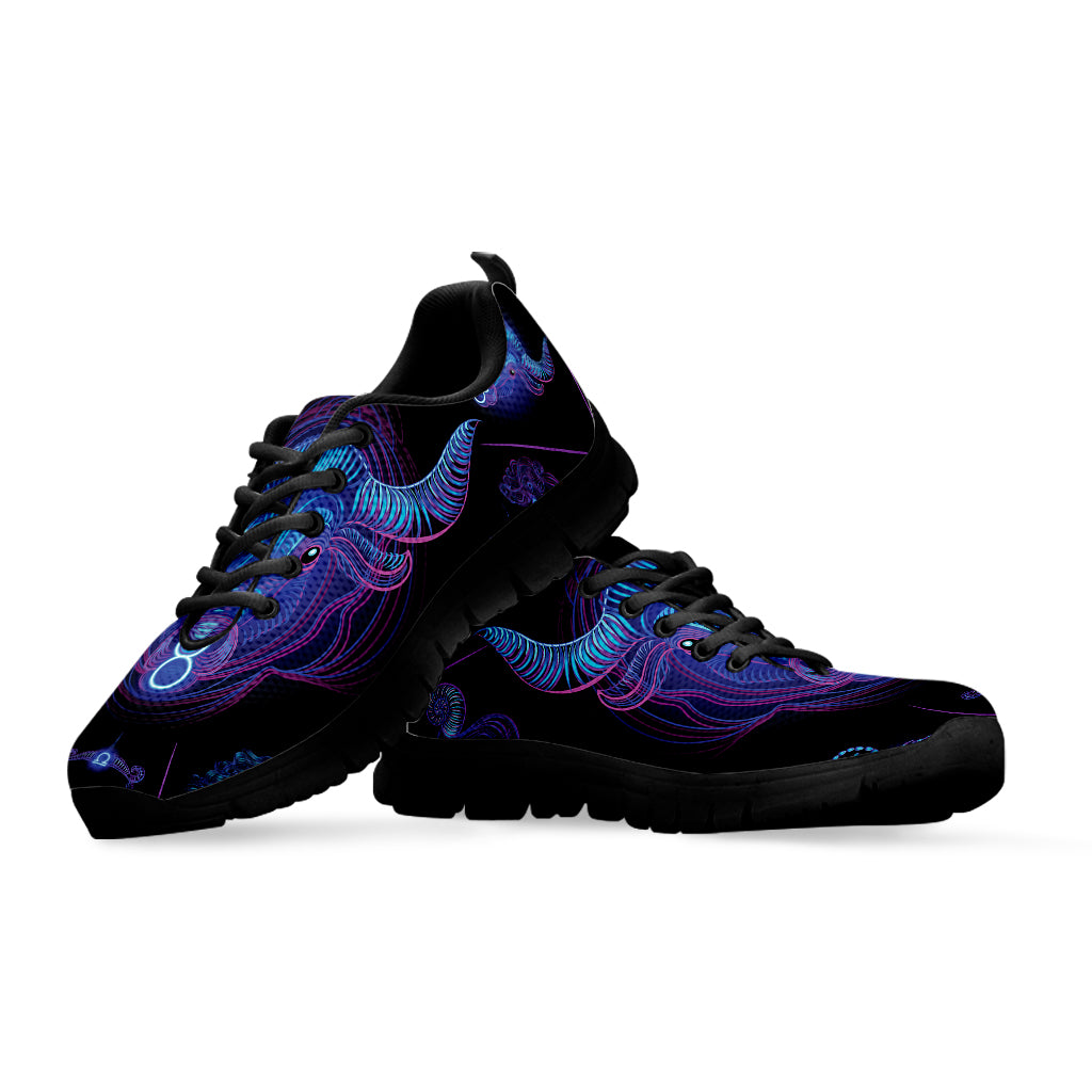Taurus And Astrological Signs Print Black Sneakers