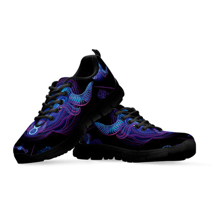 Taurus And Astrological Signs Print Black Sneakers
