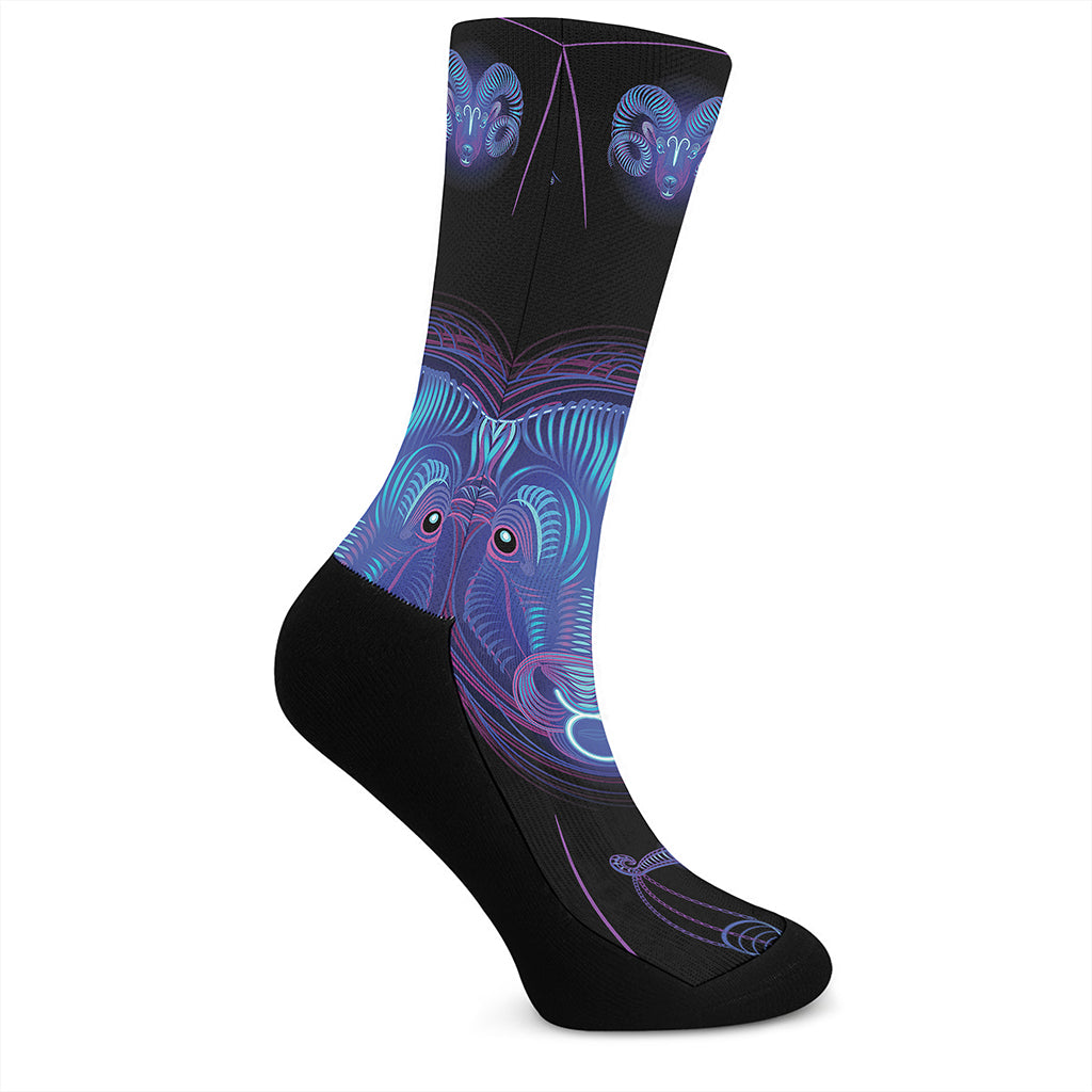 Taurus And Astrological Signs Print Crew Socks