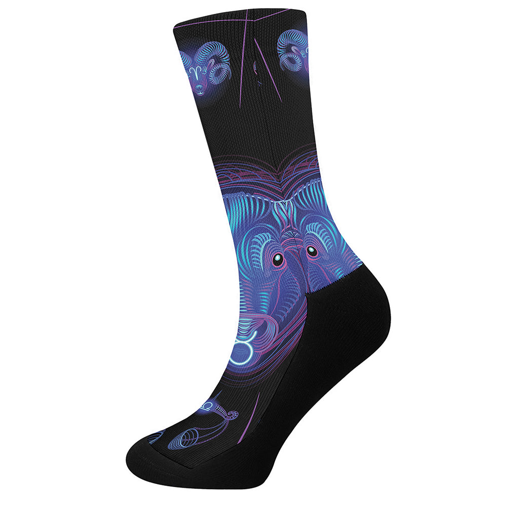 Taurus And Astrological Signs Print Crew Socks