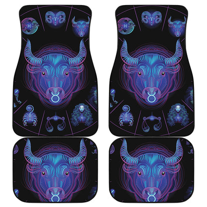 Taurus And Astrological Signs Print Front and Back Car Floor Mats